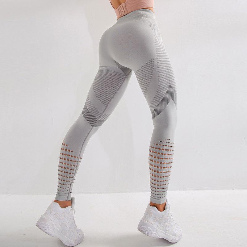 

Urbanica New Seamless High Quality Yoga Pants Women Girls Yoga Solid Legging Hollown Holes Cotton Fitness Sports Leggings, Black