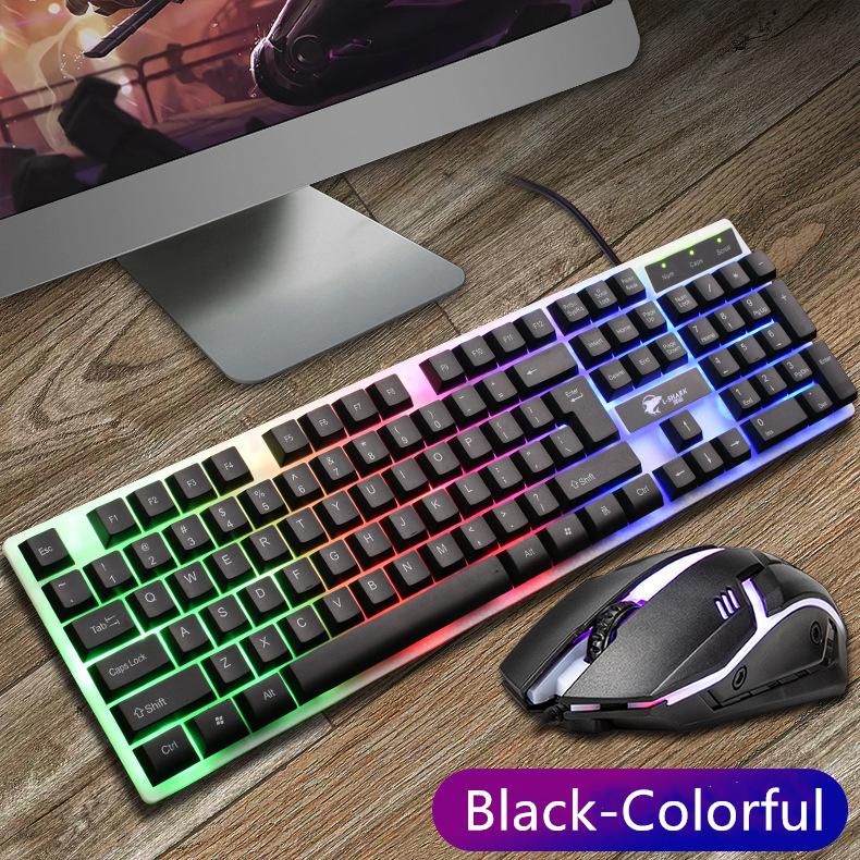 

104 Gaming Keyboard Set With RGB Backlight Wired Ergonomic Keyboard Phone Holder Gamer Combo For PC Desktop Waterproof
