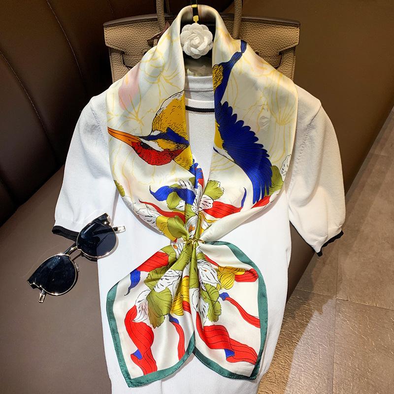 

Hot 2021 Brand Winter Scarf Hijab Silk Fashion Female Style Decoration Large Square Real Professional Shawl Bandana Foulard