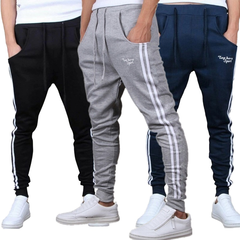 

New Mens Slim Fit Tracksuit Bottoms Skinny Jogging Joggers Sweat Pants Trousers jogginghose, Black