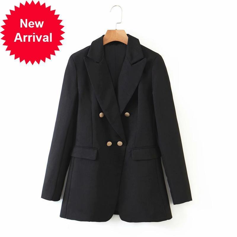 

Fashion 2021 New Brand Design New Autumn High Quality Metal Buckle Suit Ladies Long Black Blazer Clothes 5CK6, Beige