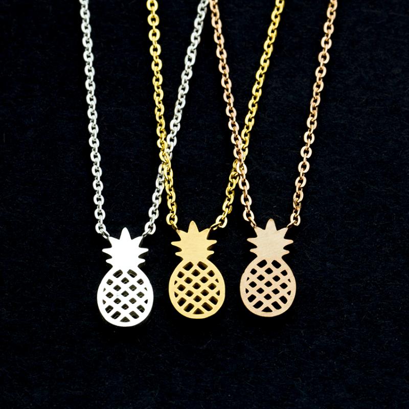 

Hot Sale Gold Color Chain Cute Pineapple Necklace for Women Bijoux Tropical Women Jewelry Necklaces Pendants Collares