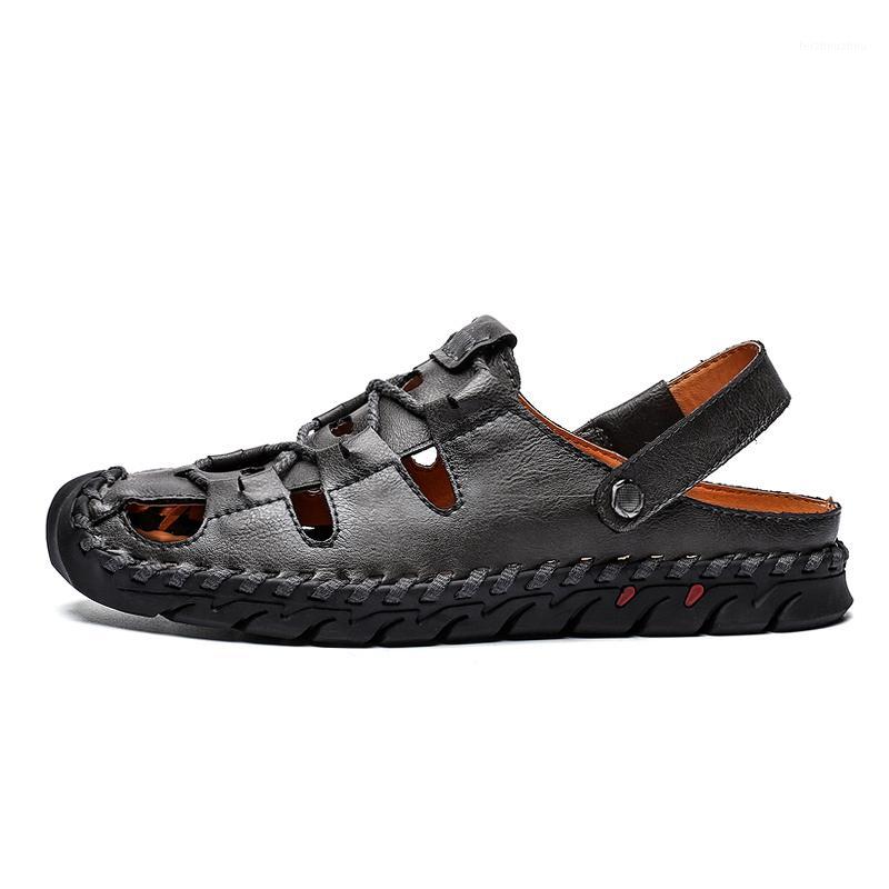 

shoes de sandalia ete heren da beach sandal rasteira cuero slide men verano sandalet herren zandalias genuine erkek hombre man1, Black