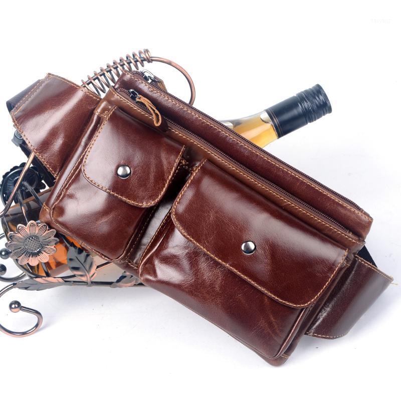 

MEIGARDASS Genuine Leather Men Belt Bag waist bag Travel Riding Fanny Pack Male hip Waist Packs Fashion Mobile Phone Bags Pouch1, Black