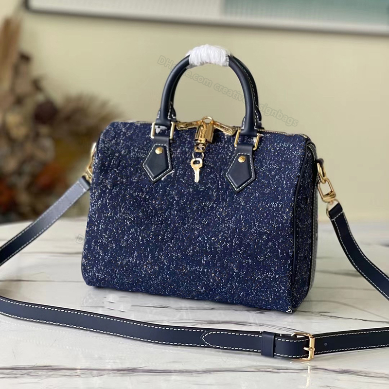 

Shoulder Crossbody Bags Denim Jacquard Padlock handbag womans Clutch Speedy 25 Large Capacity Can Hold Portable Lightweight Double Handle Zipper 25cm L218, M659609