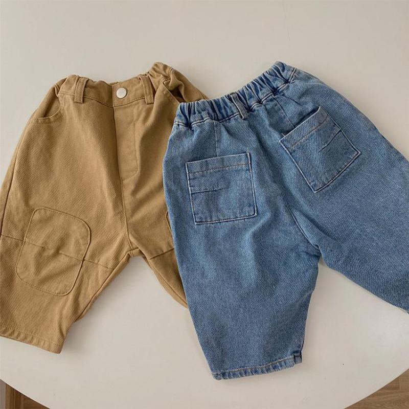 

New 2021 Spring Toddlers Kids Denim Retro Patch Baby Boys Casual Harem Pants Girls Loose Jeans Children Clothes 4sxa, 22d1181khaki