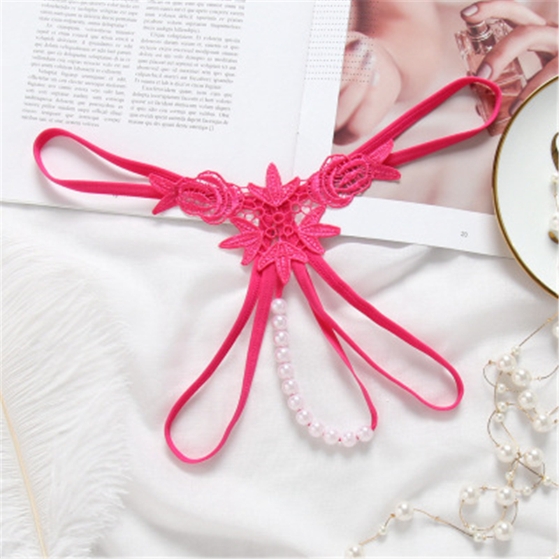 

wholesale Womens Candy Color G Briefs Fashion Trend Embroidery Perspective Briefs Designer Female Pearl Floral Printed Low Waist Sexy Thong, Multi-color