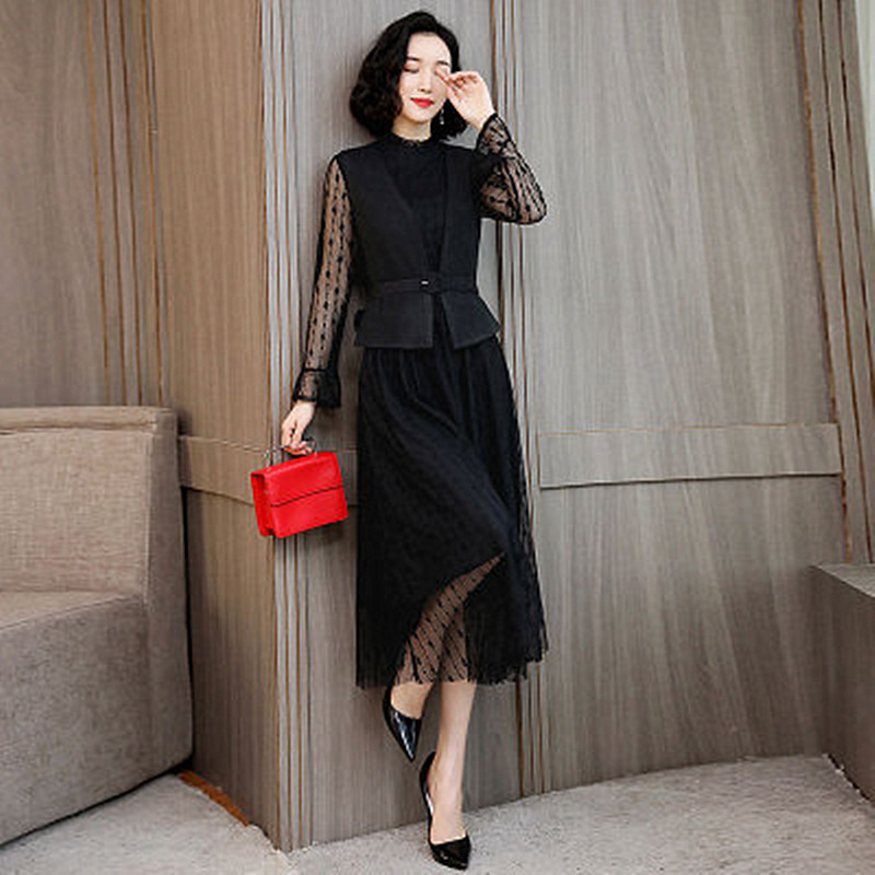 

Simple 2020 New Spring Dressed in Elegant Fashion of Thin Women Comfortable Rentals Breathable Two-piece with Knitting Coats Wtmk TLKD, Gray blue