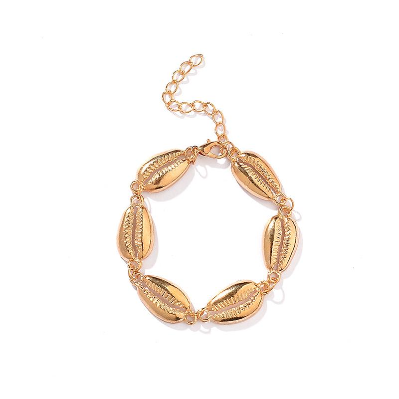 

Fashion Ethnic Style Boho Golden Silver Plated Shell Alloy Charm Adjustable Bracelets For Women Girls