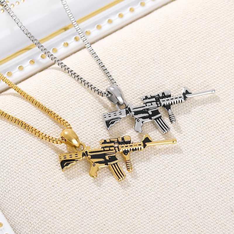 

Box Chain M4 Gun Pendants Necklaces For Women Men Creative Male Hip Hop Punk Chain Necklace Jewelry Fashion Night Club Jewelry1