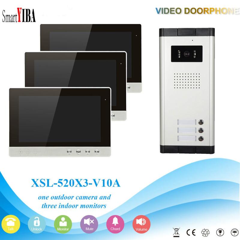 

SmartYIBA Wired New 10" TFT LCD Screen Video Door phone Intercom System With 1 Night Vision Door bell Camera + 3 Monitors