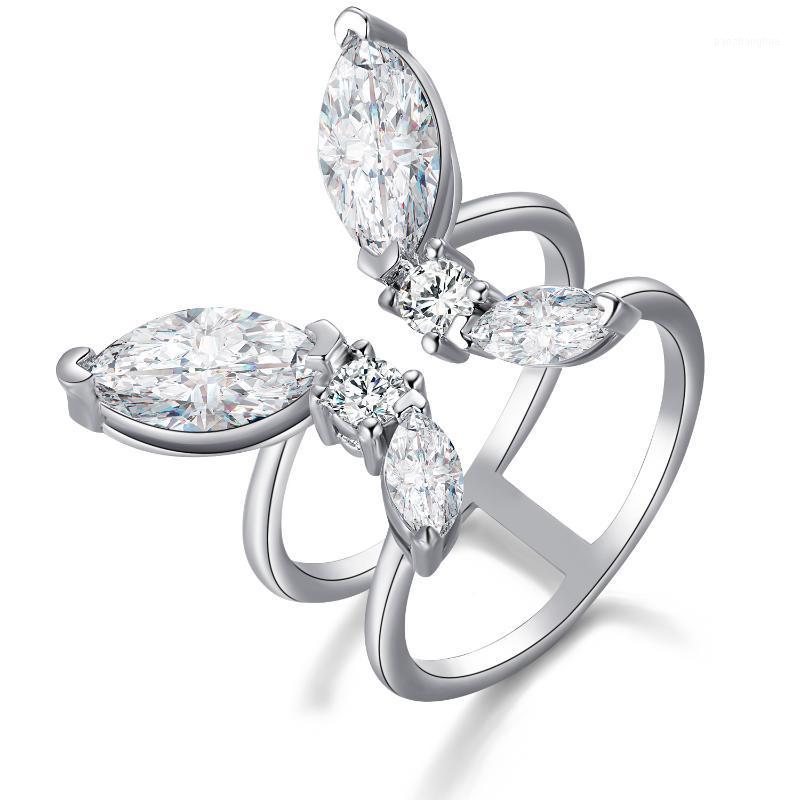 

Wedding Rings Cute Butterfly Open Adjustable For Women Cubic Zirconia Female Finger Anniversary Jewelry Gifts Girl, Slivery;golden