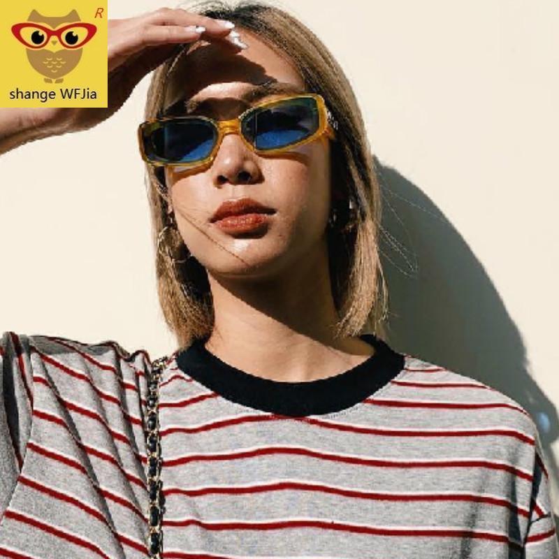 

2020 Luxury Italy Designer Lady Square Sunglasses Women Vintage Transparent yellow blue Sun Glasses For Female UV4001