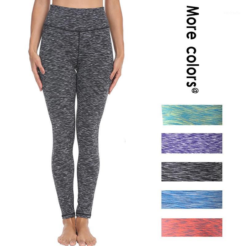 

EC.MS Yoga Tights with Hidden Pocket at Waist Full Length Green Purple Grey Blue Orange Fitness Leggings1, Black