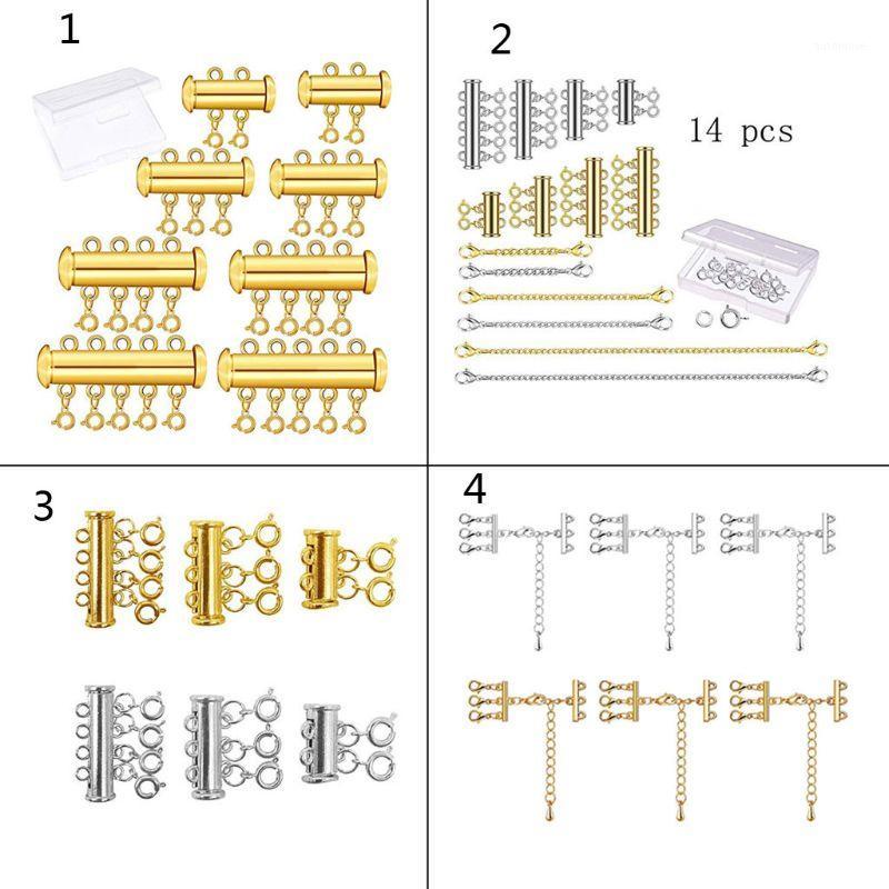 

1 Set Gold Silver Plated Brass Layered Bracelet Necklaces Slide Magnetic Tube Lock with Lobster Clasps Jewelry Findings1