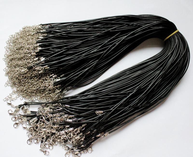 

Chokers Wholesale 100pcs/lot 2mm Black Wax Leather Cord Necklace Rope 45cm Chain Lobster Clasp For DIY Jewelry Making Accessories
