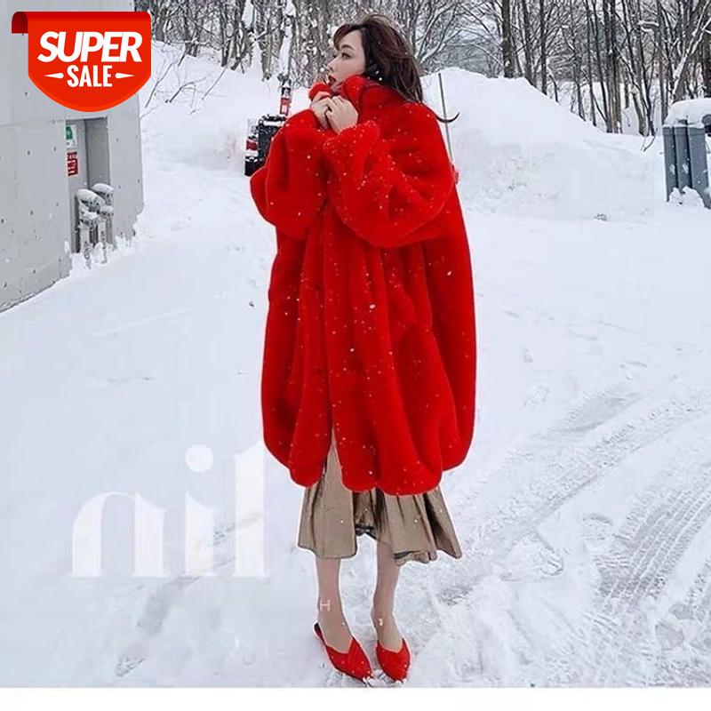

Winter Women High Quality Faux Rabbit Fur Coat Luxury Long Fur Coat Loose Lapel OverCoat Thick Warm Plus Size Female Plush Coats #nQ6L, Black;brown