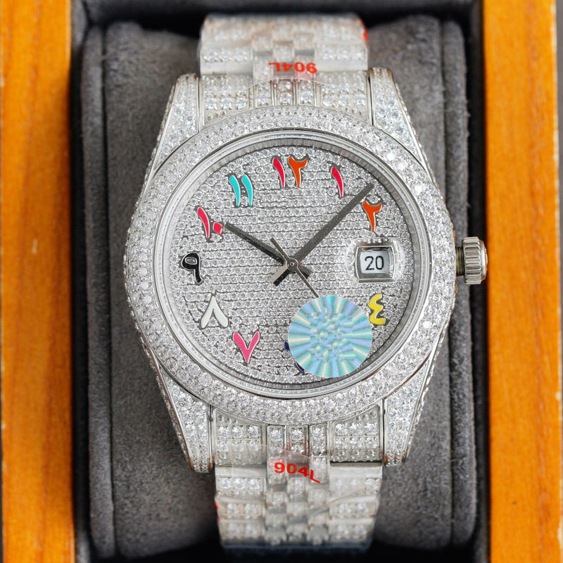 

High Quality Full Diamond WristWatch Fashion Automatic Mechanical Watch Mens Watches 41mm Stainless Steel Strap Sapphire Mirror Waterproof Diamonds Bracelet, Customized
