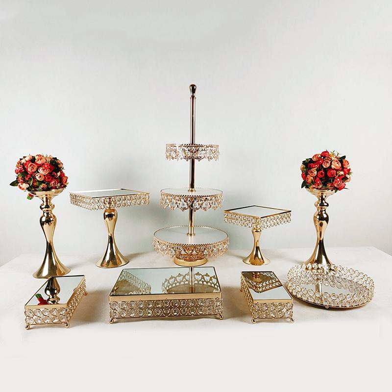 

Other Bakeware 3pcs -10pcs Square Style Plate Metal Crystal Display For Pastry Wedding Birthday Party Table Pan