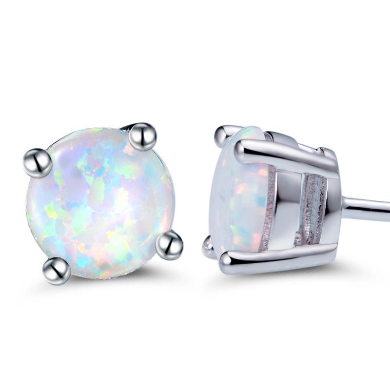 

Stud Unique White Round Delicate Female Earrings Bride Princess Wedding Engagement Birthday Party Jewelry Gifts