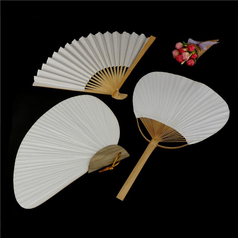 

1pcs can color blank paper fan elegant creative painted all white paper fan wedding banquet handmade 3 sizes