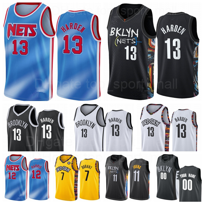 

Basketball 13 James Harden 1 Bruce Brown Jersey 7 Kevin Durant 11 Kyrie Irving 12 Joe Harris City Earned Classic Edition White Black Blue, Photo