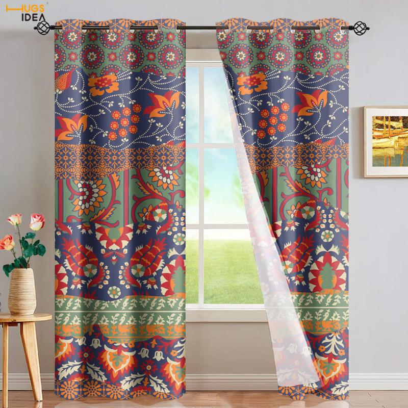 

HUGSIDEA Traditional Ethnic Art Pattern Home Blackout Grommet Curtain Thermal Insulated Darkening Bedroom Decor Drape Full Shade, Htl004d30