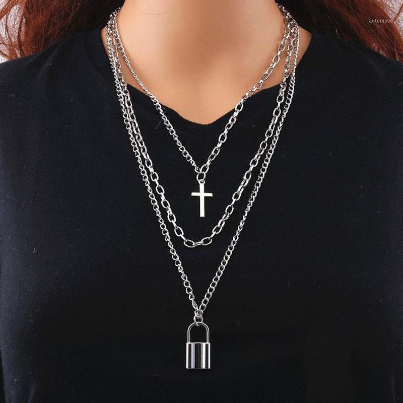 

2020 NEW Multilayer Hip Hop Long Chain Necklace For Women Men Punk Jewelry Gifts Key Cross Pendant Necklaces Accessories Gift1