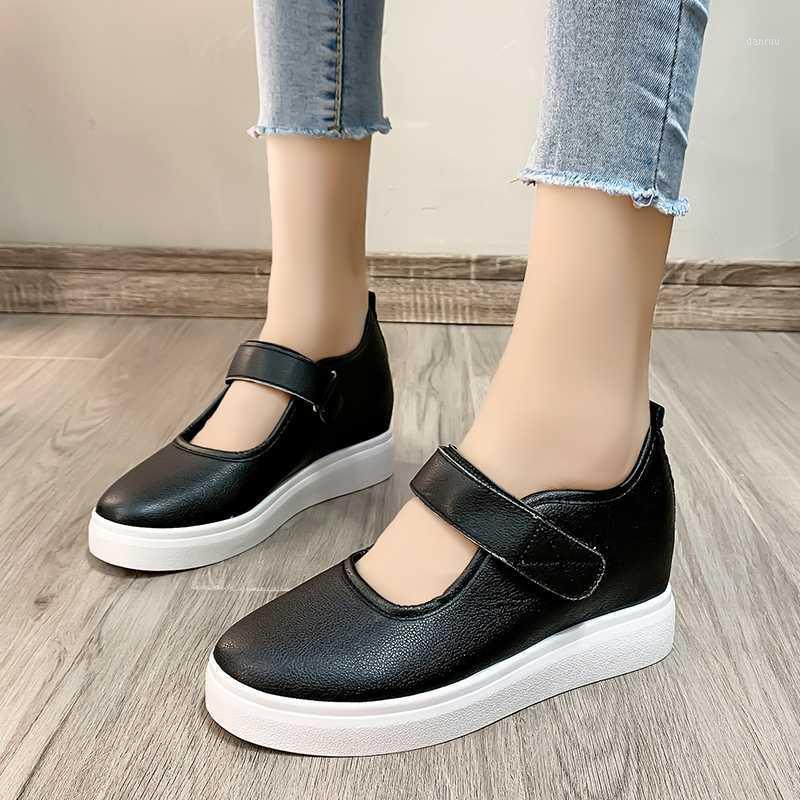 

Rimocy 2020 Autumn Casual PU Women Pumps Hidden Wedge Platform Ankle Strap Shoes Woman Height Increasing Office Work Shoes Lady1, Beige