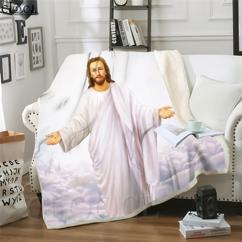 

CLOOCL Catholic Jesus Son of God 3D Print Casual Style Air Conditioning Blanket Sofa Teens Bedding Throw Blankets Plush Quilt