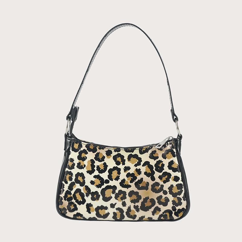 

Vintage Cow Pattern Women Underarm Bag Texture PU Leather Female Baguette Elegant Design Contrast Color Ladies Tote Handbags, Yellow