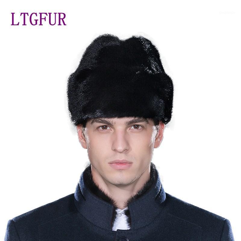 

New 100% Hats For Men LTGFUR Brand Warm Men's Caps Winter Hat Bomber Ushanka Russian Snow Cap NZD-021