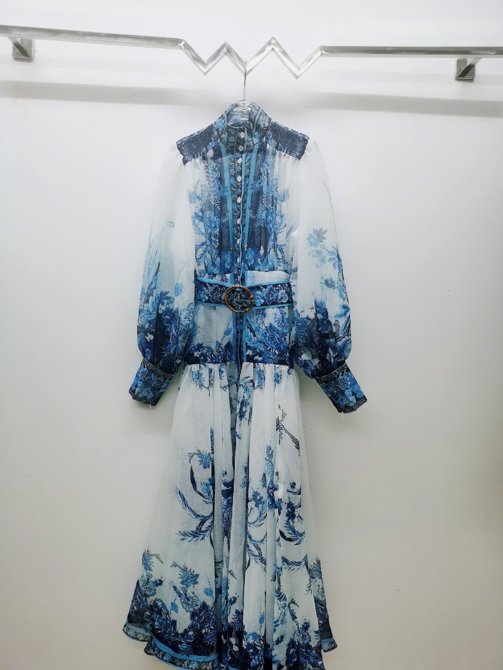 

High Street Women Maxi Long Flowers Printed Bohemian Party Aline Dress Designer Stripes 5r5r, Blue