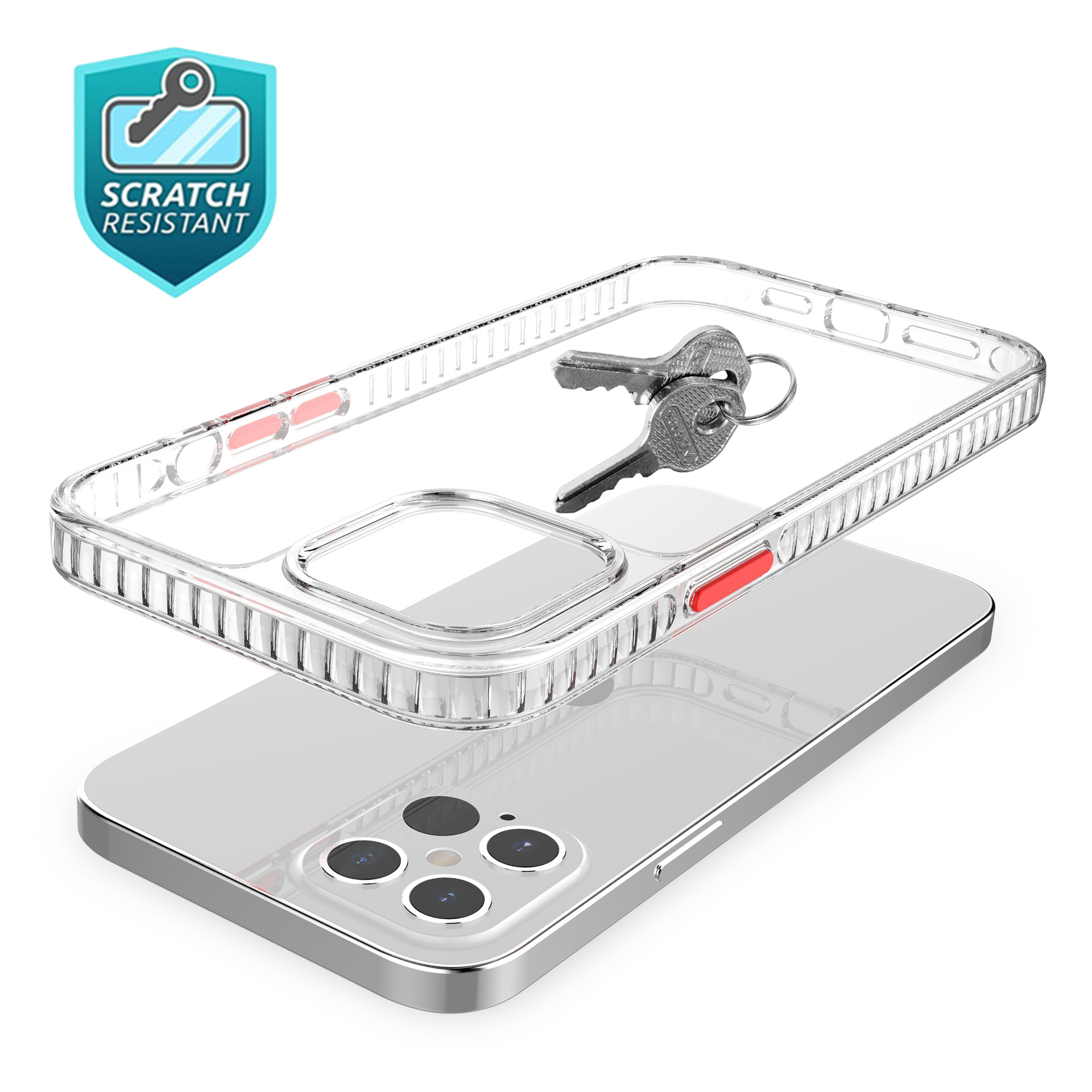 Transparent ultra thin colorful button shockproof cusion tpu cover case for iphone 12 11 pro max-image-597965934