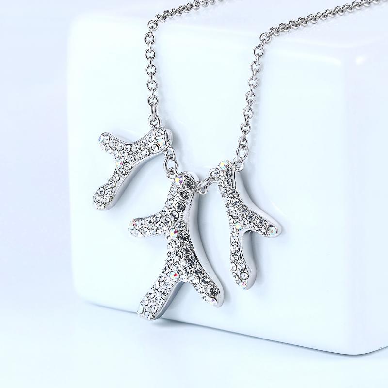 

Retro Antler Choker Pendant Necklaces For Women Gift White Gold Color Chain New Arrival Coral Shaped Crystal Jewelry N194