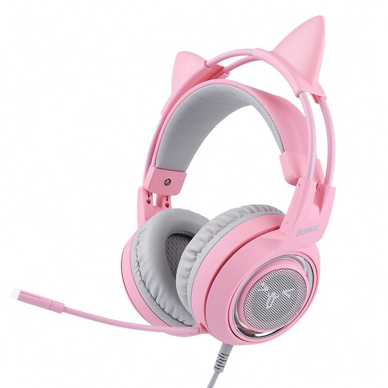

2020 New Gaming G951S Pink Cat Headphones Noise Cancelling Wired Gaming Headset 3.5mm Wired Earphone