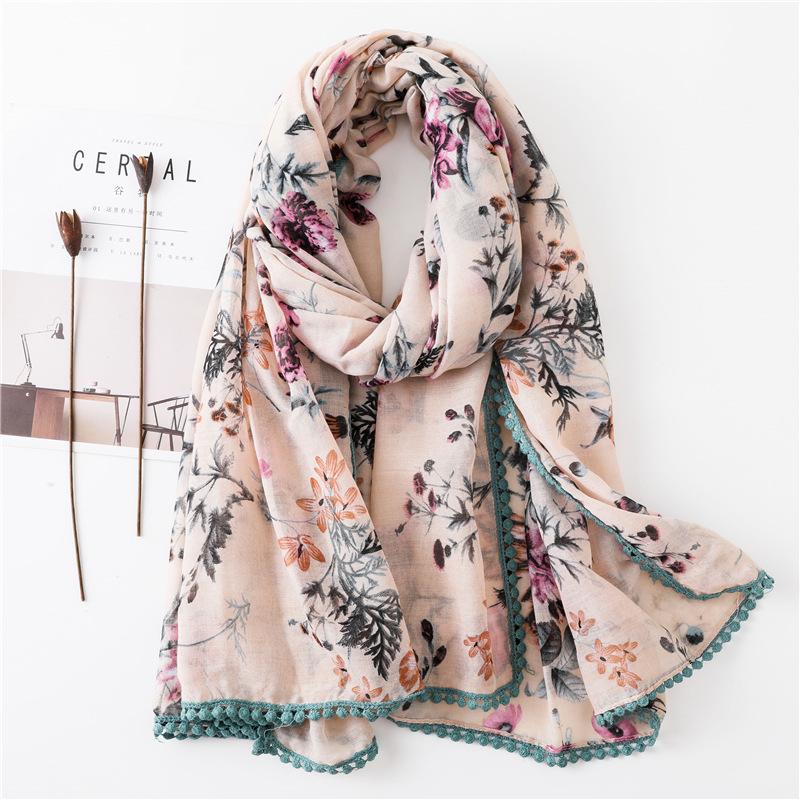 

Scarf Women Summer New Cotton Linen Beach Towel Sunscreen Shawl Fashion Soft silk scarves chiffon hijab