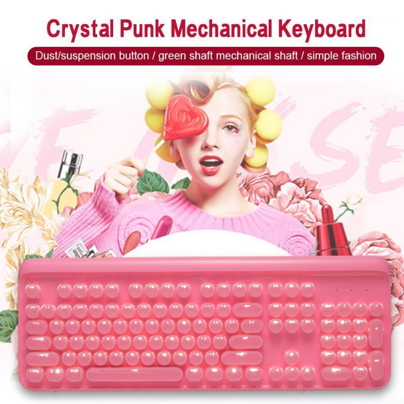 

Mechanical Keyboard Blue Switch Solid Color 87 Keys White Backlit Crystal Key Cap Esports Gaming Desktop Computer1