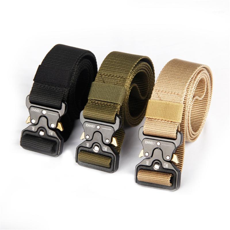 

Tactical Belt Nylon Army Belt Outdoor Metal Buckle Heavy Duty Training Adjustable Hunting Emergency Survival Sport1, Army green