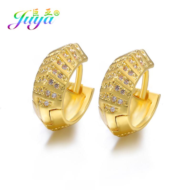 

Juya Luxury Hoop Earrings Supplies Handicraft Gold Silver Color Earrings For Women