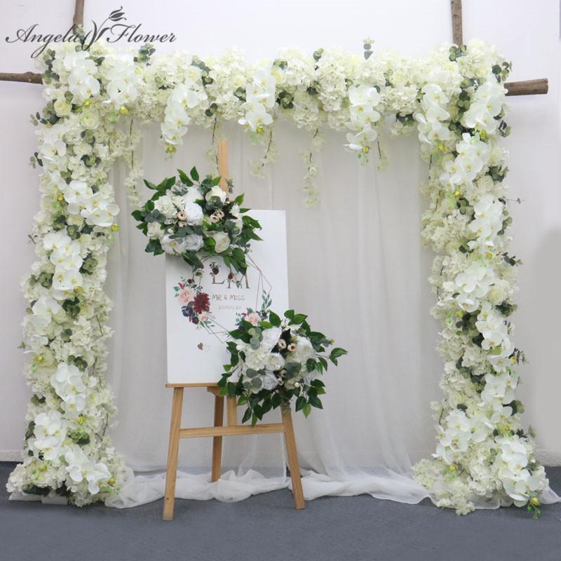 

Decorative Flowers & Wreaths Orchid Artificial Flower Row Burgundy Red White Wisteria Party Wedding Arch Decor Backdrop Wall Panel Road Lead