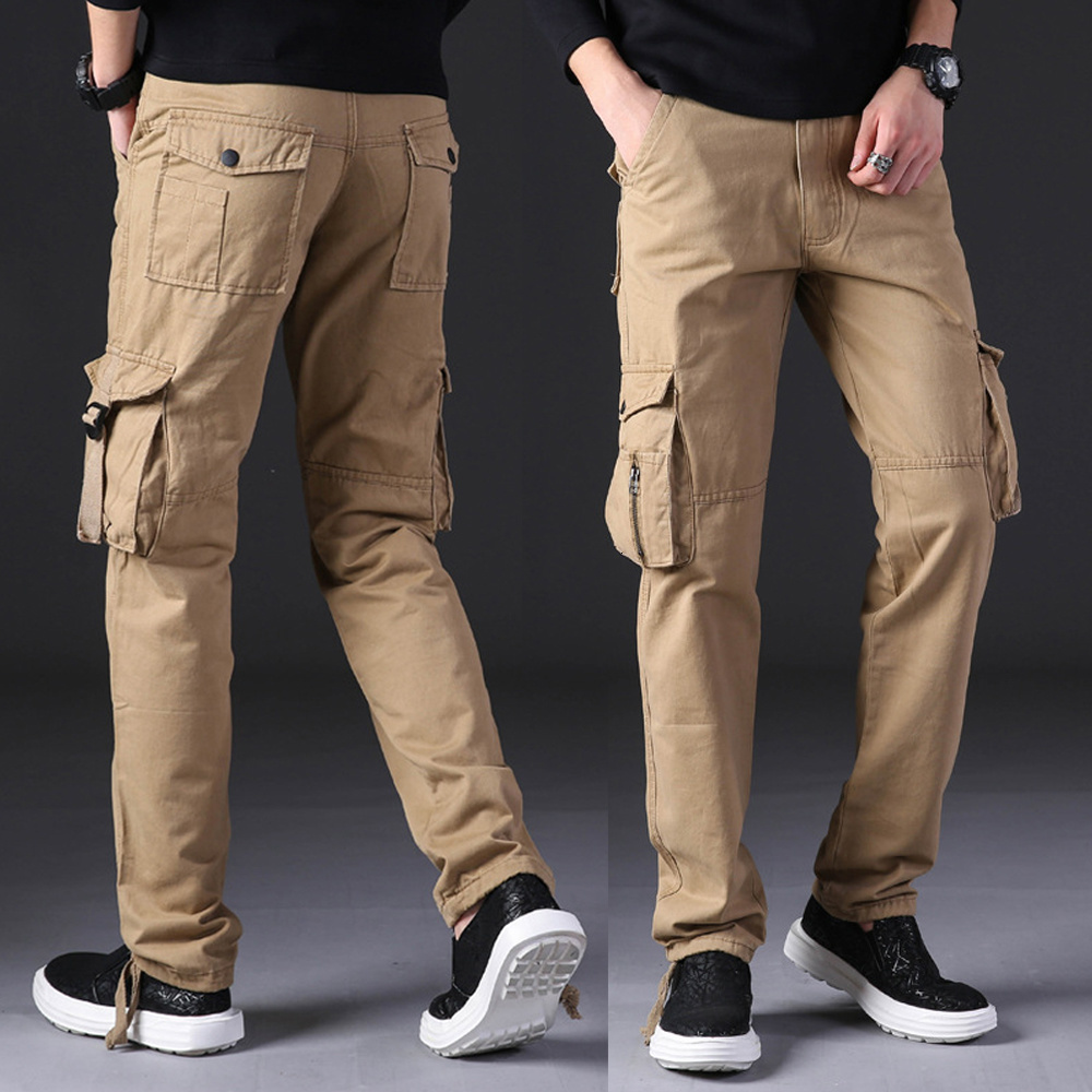 

2021 New Autumn Winter Pure Cotton Cargo Work Style Tactical Pants Men Khaki Trousers Plus Size 0TAP, Green