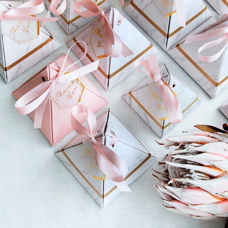 

GloryStar 20Pcs/Set Marbling Triangular Candy Box for Wedding Party Supplies1