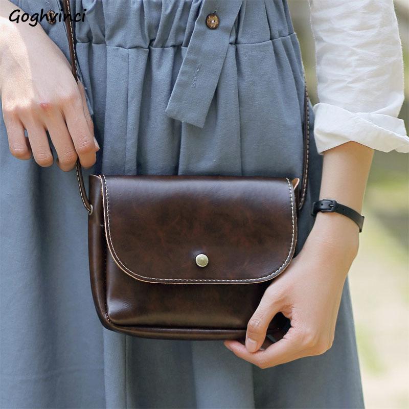 

Shoulder Bags Women Solid Retro PU Simple Soft Japanese Style Ins Mini Crossbody Cover Casual Envelope Bag Girlish Design Kawaii, Black