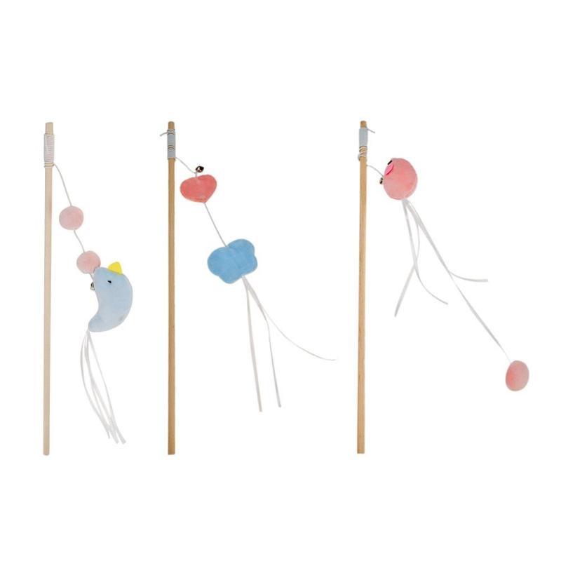 

Kitten Toy Wooden Cat Baiting Stick Interactive Teasing Wand Pet Supplies
