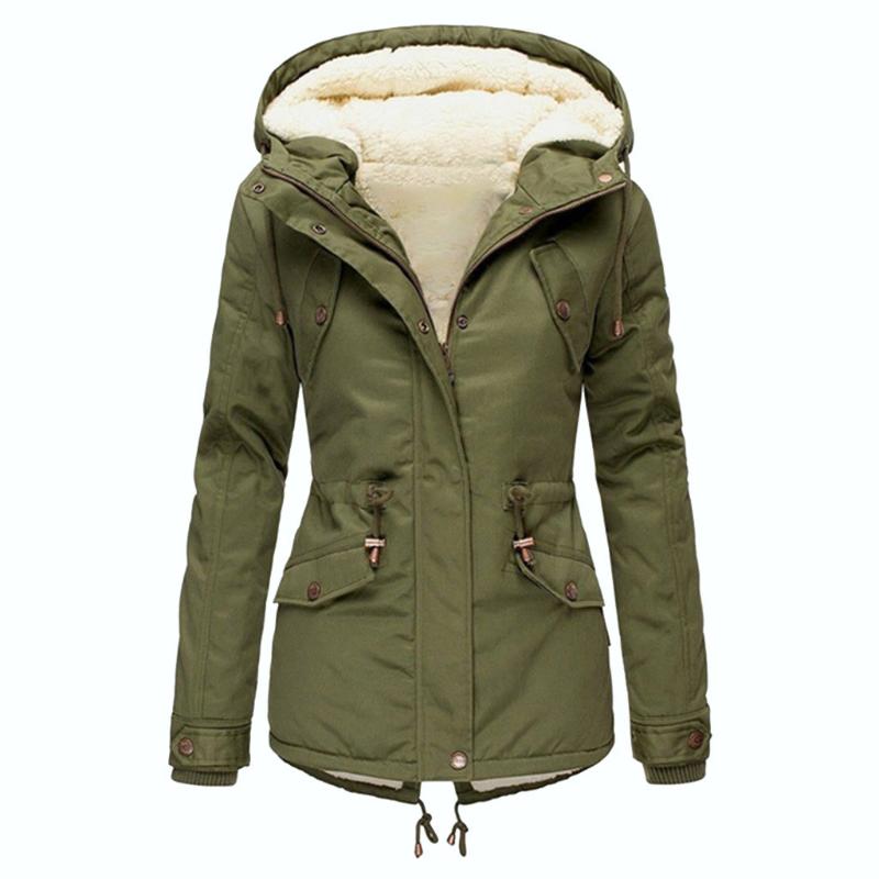 

Women Winter Plus Size Solid Color Down Coat Long Sleeve Zipper Pocket Overcoat, Bk