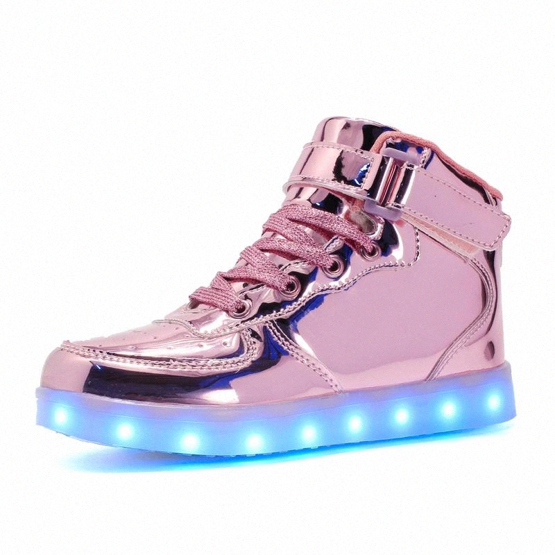 

10 kids Led usb charging glowing Sneakers Children hook loop Fashion luminous shoes for girls boys men women skate shoes 25-46 #QT4C