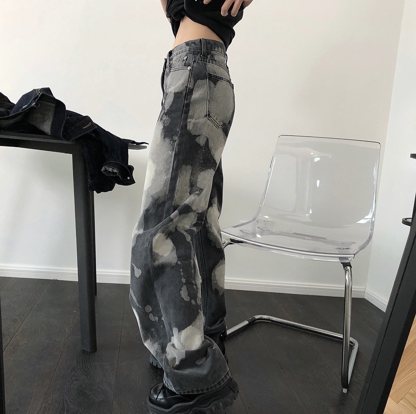 

New Gray 2021 Luxury Designer Jeans Straight Woman Winter Denim Streetwear Pants Ol5e 0PWM, Picture color