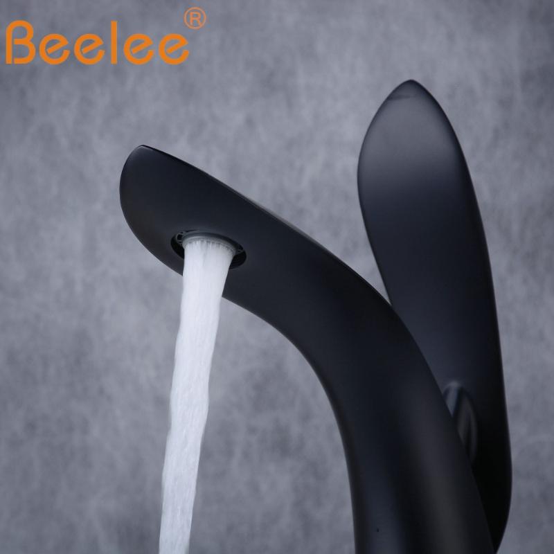 

Beelee Bathroom Basin Mixer Faucet Moderne Vessel Sink Taps Single Handle Lavatory Tap Matte Black BL8801B