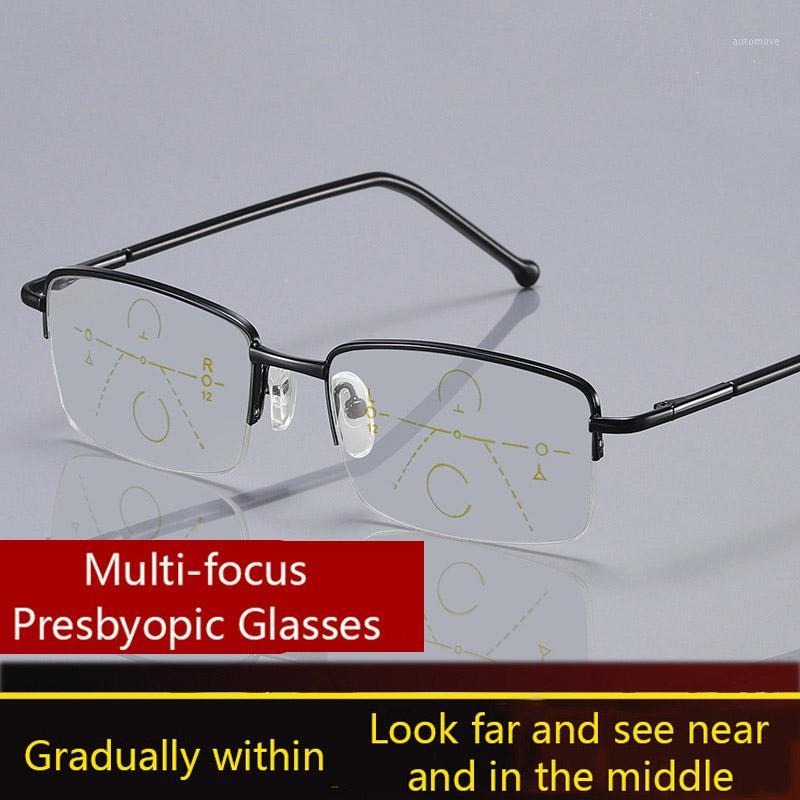 

Multifocal Presbyopic Reading Glasses Men Women Half Frame Metal Progressive Bifocal Anti Blue Hyperopia Photochromic Eyewears1